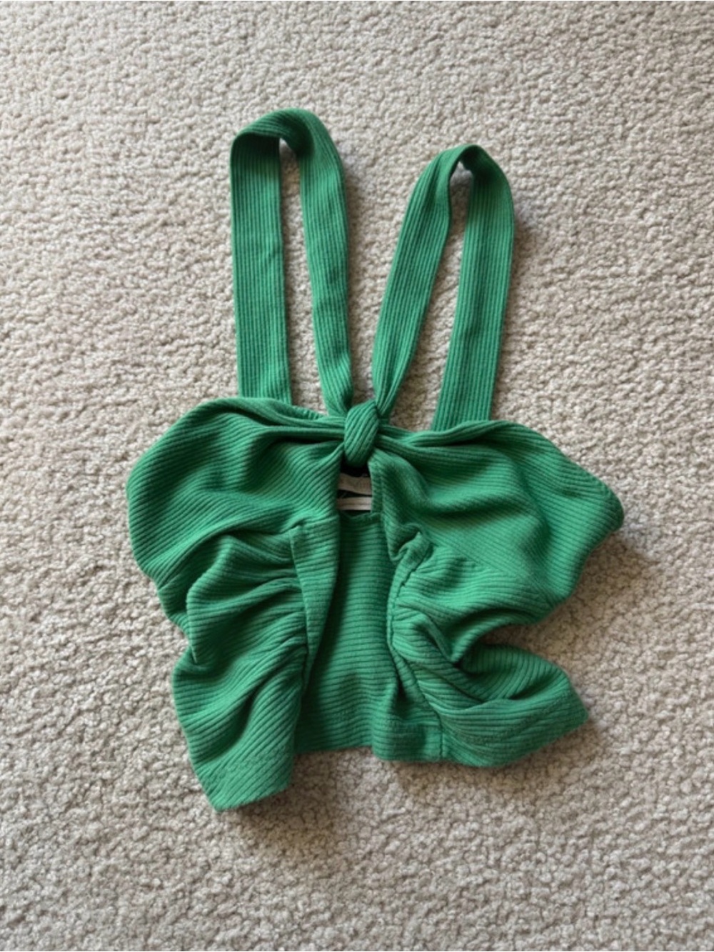 Urban Outfitters Green Ribbed Tie-Front Crop Top sexy casual tank top tee